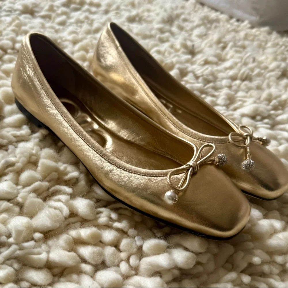 Jimmy Choo Elme Metallic Leather Ballet Flats - Picture 6 of 10